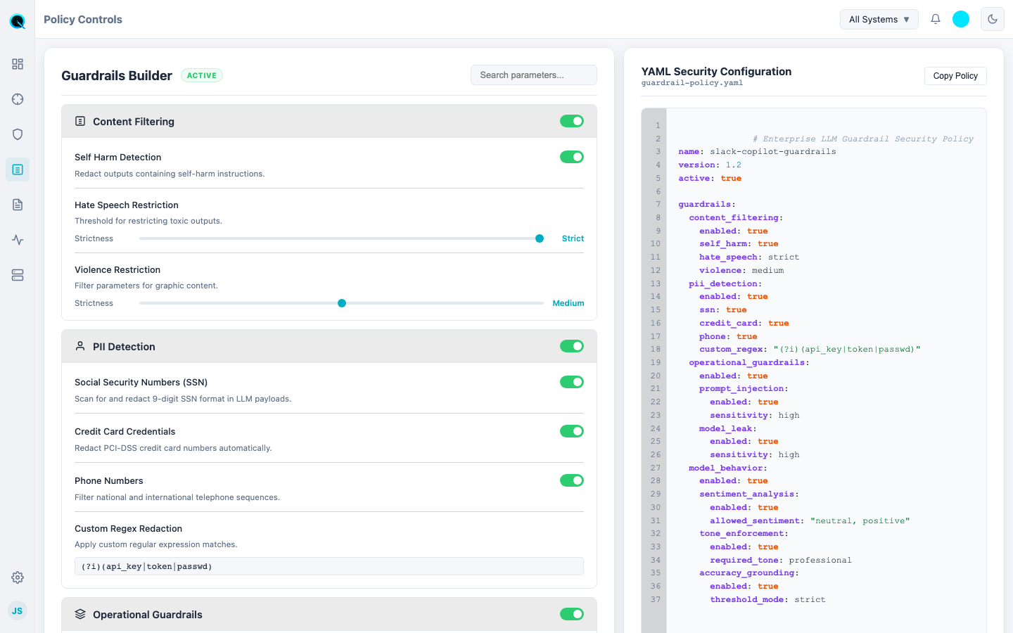 Noqoro Policy Controls & Guardrails Light Mode
